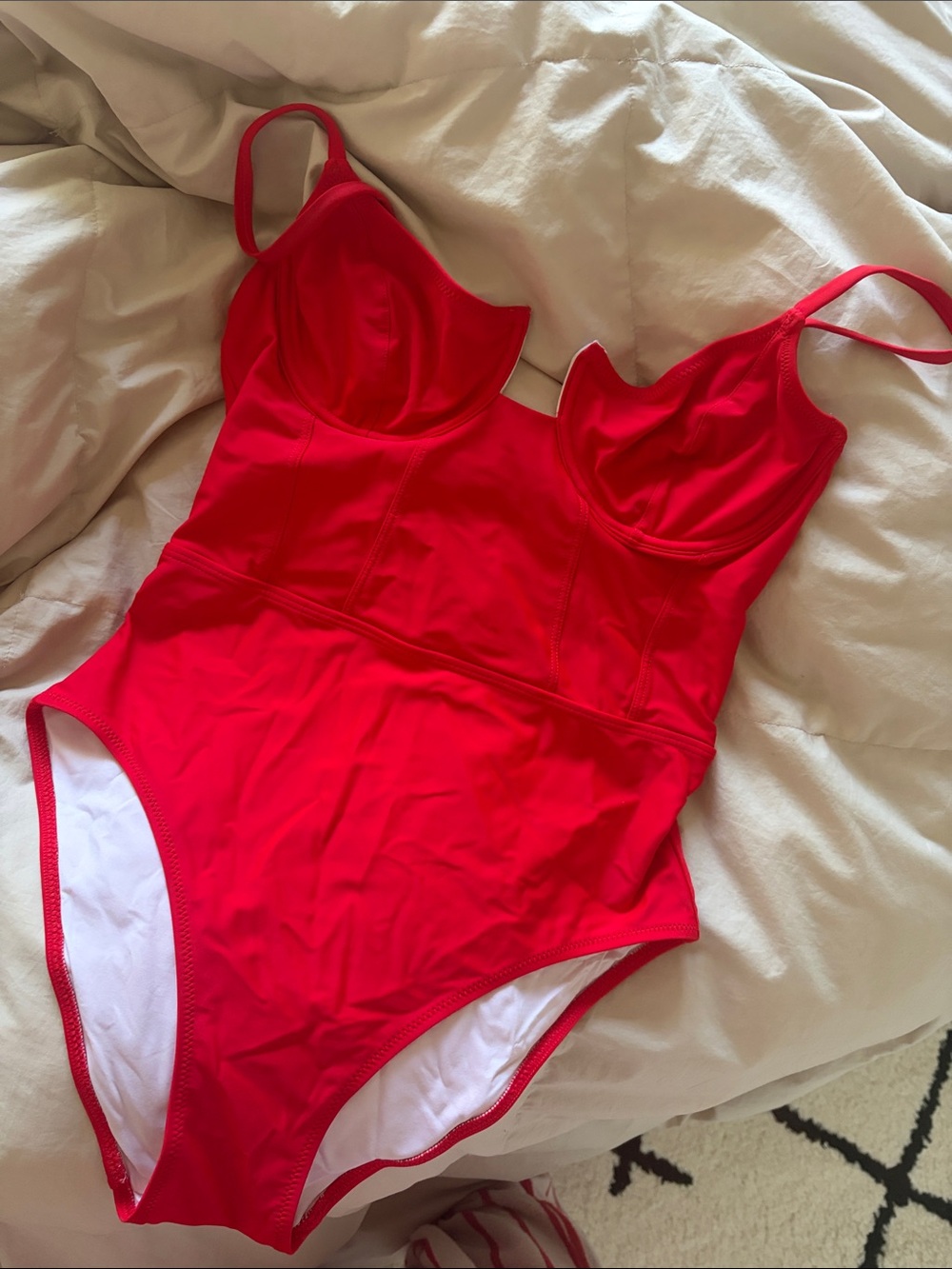 SOLID & STRIPED Red Structured One-Piece Swimsuit